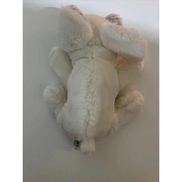 HTF Russ Baby Elephant Rattle Paddles 10" Lovey Pastel Plaid Ears Rattle - Picture 6 of 7